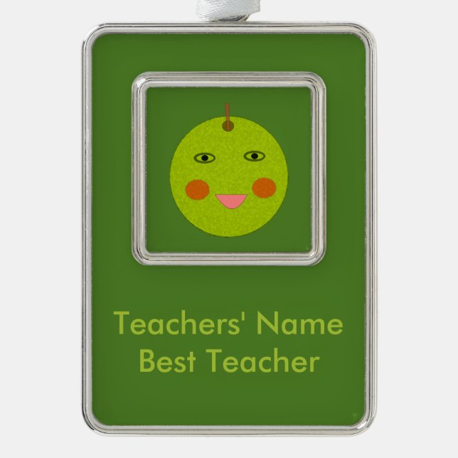 Best teacher Happy Apple Custom Ornament (Front)