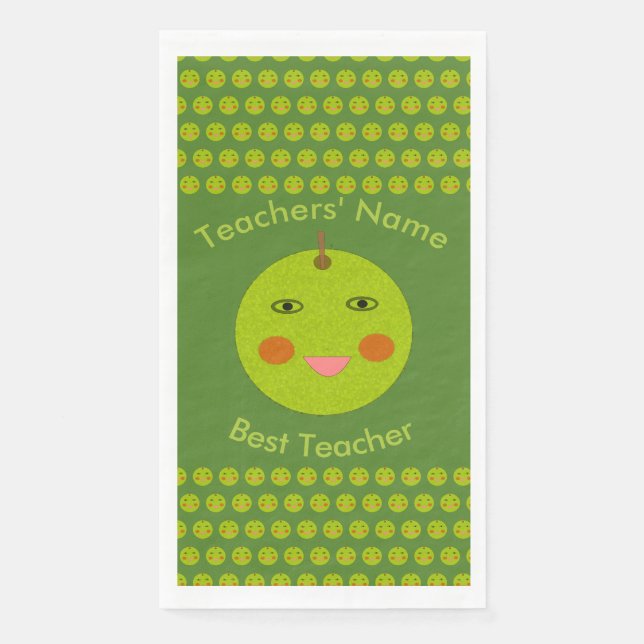 Best Teacher Happy Apple Custom Paper Napkins (Front)