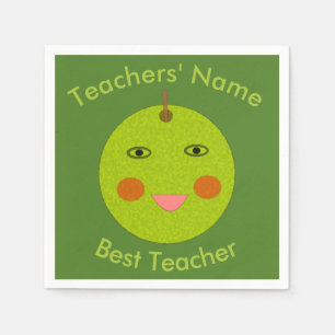 Best Teacher Happy Apple Custom Paper Napkins