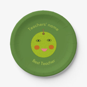 Best teacher Happy Apple Custom Paper Party Paper Plate