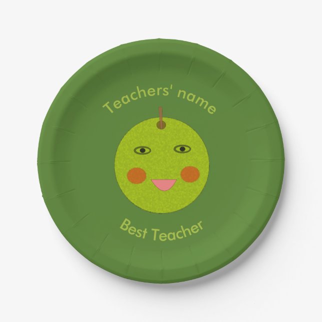 Best teacher Happy Apple Custom Paper Party Paper Plate (Front)