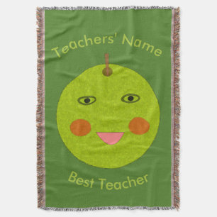 Best Teacher Happy Apple Custom Throw Blanket