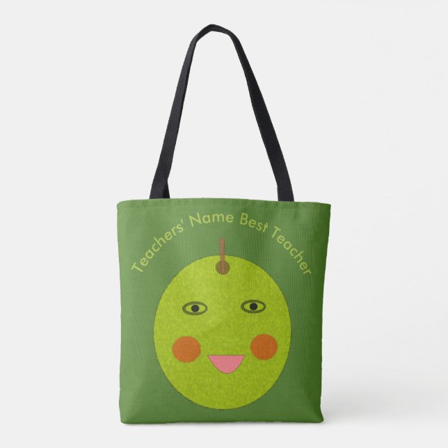 Best Teacher Happy Apple Custom Tote Bag (Back)