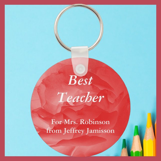 Best Teacher Keychain (Key Chain), Coral Rose (Creator Uploaded)