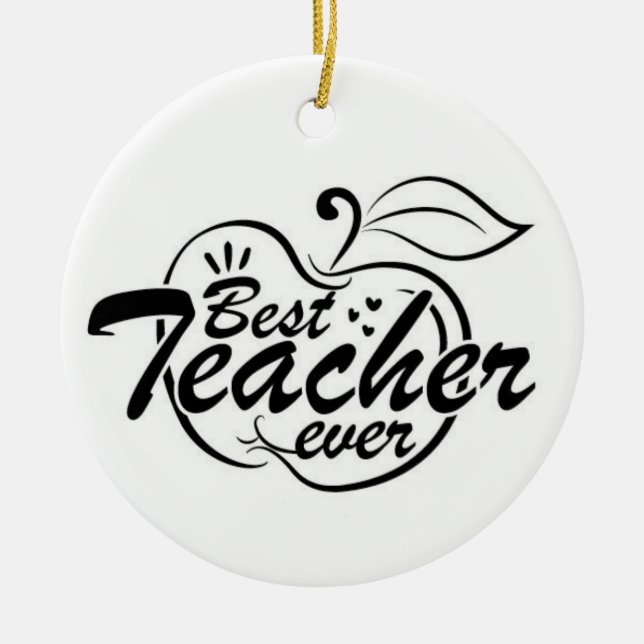 BEST TEACHER/MERRY CHRISTMAS ON OTHER SIDE CERAMIC TREE DECORATION (Front)