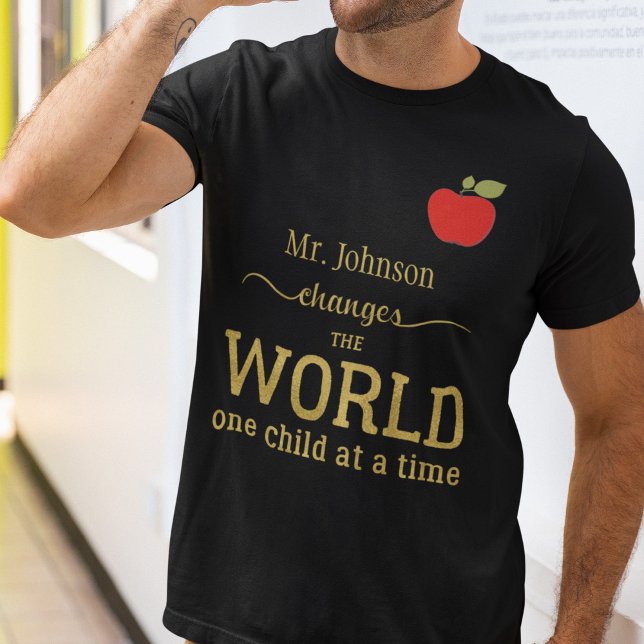 Best teacher name gold typography quote apple T-Shirt (Creator Uploaded)