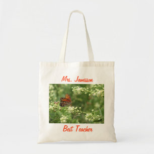 Best Teacher, Orange Butterfly, Thank You Budget Tote Bag