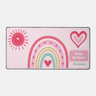 Best Teacher Rainbow Personalized Name Desk Mat