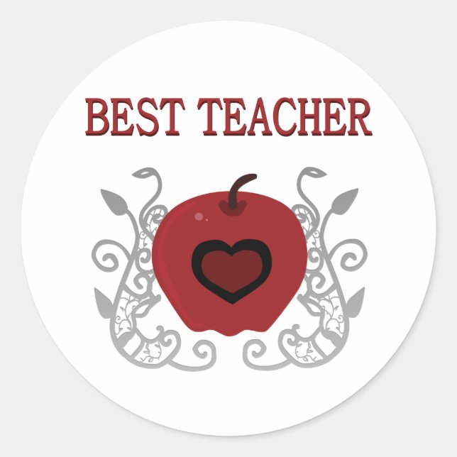 Best Teacher Red Apple Classic Round Sticker (Front)