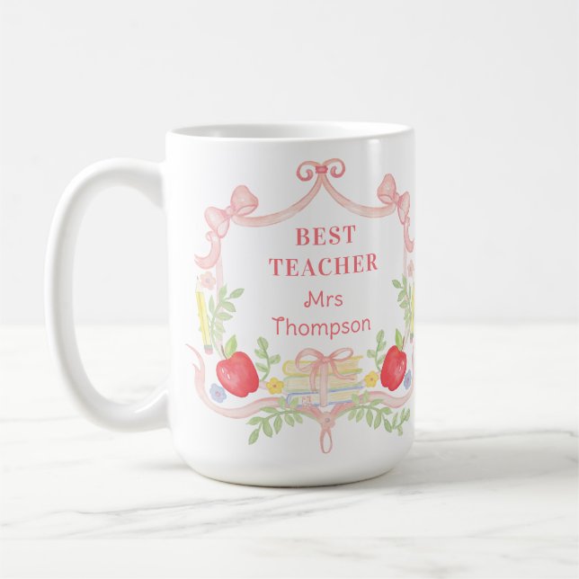 Best Teacher School Crest Coffee Mug (Left)