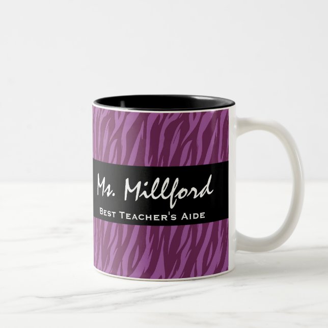 Best TEACHER'S AIDE Purple and Black Zebra Mug (Right)