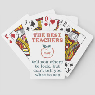 BEST TEACHERS custom monogram playing cards