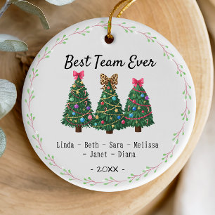 Best team ever coworker coquette christmas trees ceramic tree decoration