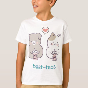 Best-Teas Besties Best Friend Boba Bubble Tea Cat  T-Shirt