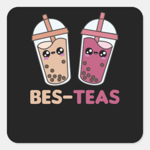 Best-Teas - Bubble Tea Kawaii Boba Tea Love Square Sticker