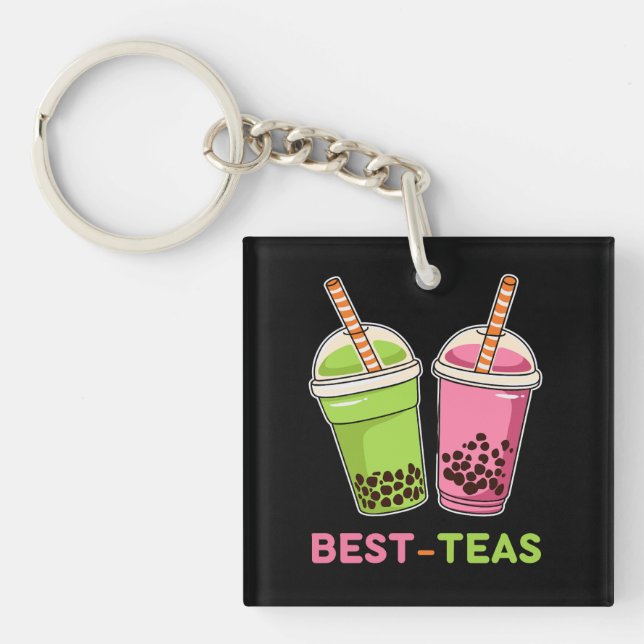 Best teas kawaii boba bubble pearl tea friends key ring (Front)