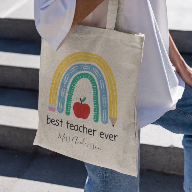 Best Techer Ever Personalised Teacher Gift Tote Bag (Creator Uploaded)