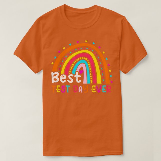Best Test Day Ever Exam Testing Leopard Rainbow Te T-Shirt (Design Front)