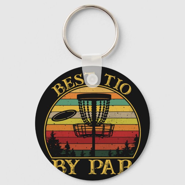 Best Tio By Par Funny Disc Golfing Uncle  Key Ring (Front)