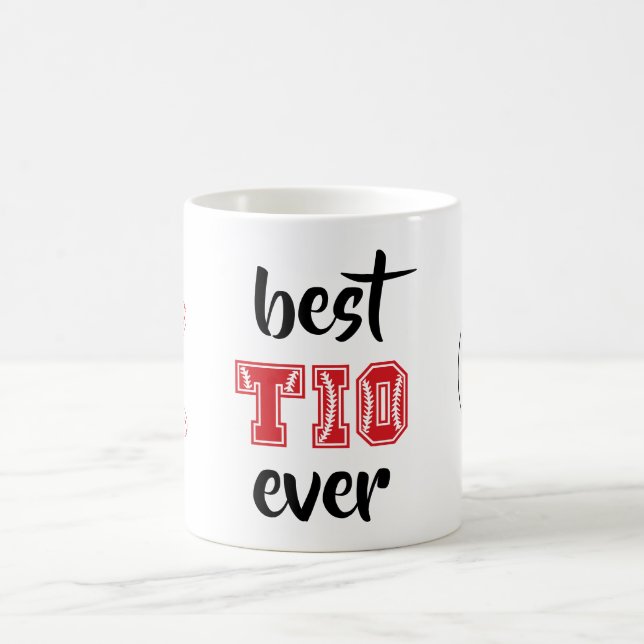 Best Tio Ever Personalised Red Baseball Coffee Mug (Center)