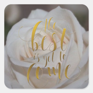 Best To Come White Rose Enveliope Seals-Stickers Square Sticker