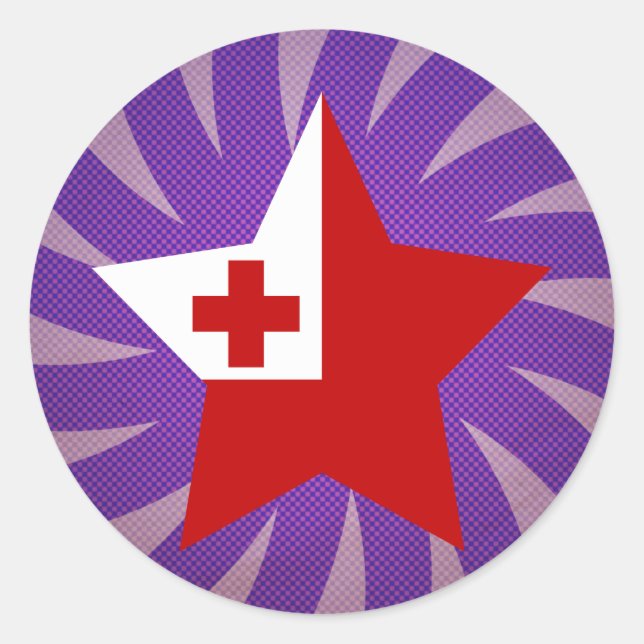 Best Tonga Flag Design Classic Round Sticker (Front)