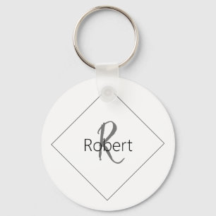 Best Trendy Minimalist White Black Monogram Key Ring