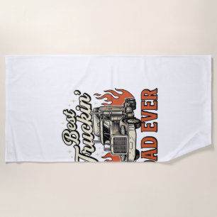 Best Truckin Dad Ever Vintage Truck Father Shirt_1 Beach Towel