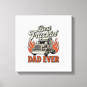 Best Truckin Dad Ever Vintage Truck Father Shirt_1 Canvas Print