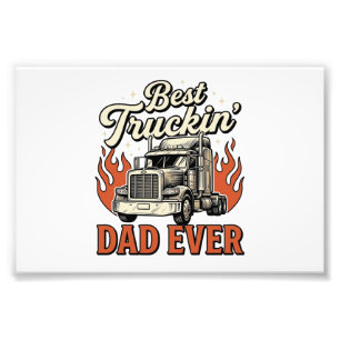 Best Truckin Dad Ever Vintage Truck Father Shirt_1 Photo Print
