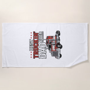 Best Truckin Dad Ever Vintage Truck Shirt Design_1 Beach Towel