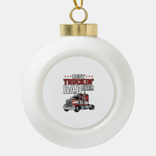 Best Truckin Dad Ever Vintage Truck Shirt Design_1 Ceramic Ball Christmas Ornament
