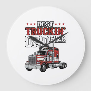 Best Truckin Dad Ever Vintage Truck Shirt Design_1 Large Clock