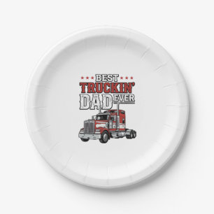 Best Truckin Dad Ever Vintage Truck Shirt Design_1 Paper Plate