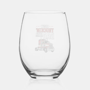 Best Truckin Dad Ever Vintage Truck Shirt Design_1 Stemless Wine Glass