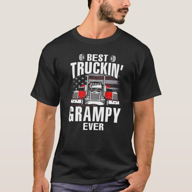 Best Truckin' GRAMPY Ever USA Flag Father's Day   T-Shirt (Front)