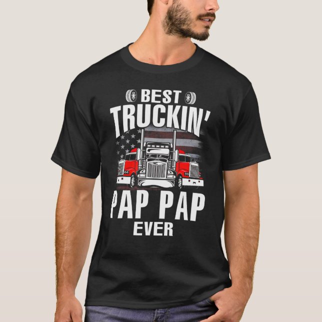 Best Truckin' PAP PAP Ever USA Flag Father's Day T-Shirt (Front)