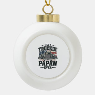 Best Truckin' Papaw Ever Vintage Trucker Vector_1 Ceramic Ball Christmas Ornament