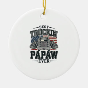 Best Truckin' Papaw Ever Vintage Trucker Vector_1 Ceramic Tree Decoration