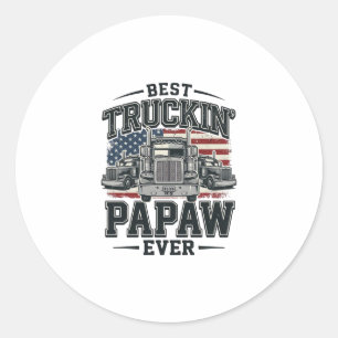 Best Truckin' Papaw Ever Vintage Trucker Vector_1 Classic Round Sticker