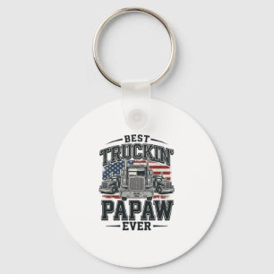 Best Truckin' Papaw Ever Vintage Trucker Vector_1 Key Ring