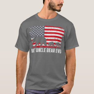 Best Uncle Bear Ever USA American Flag Father's Da T-Shirt