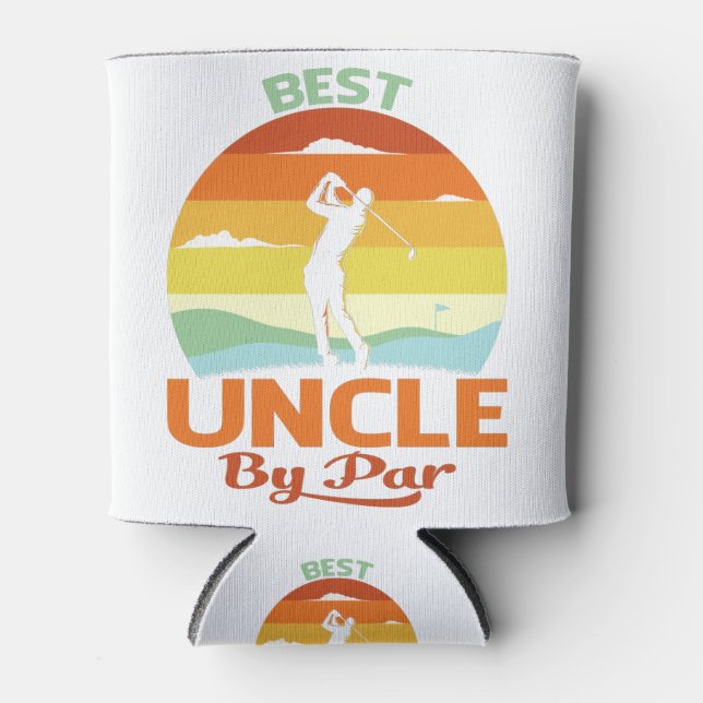 Best Uncle By Par Father's Day Golf Shirt Gift Can Cooler (Front)