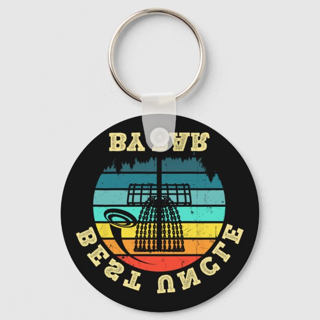Best Uncle By Par Funny Disc Golf Frisbee Golfer  Key Ring (Front)