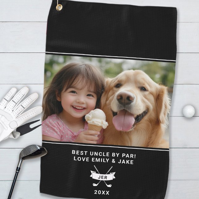 Best Uncle By Par Photo Personalised Funny Golfer Golf Towel (Best Uncle By Par Photo Personalized Funny Golfer Golf Towel)