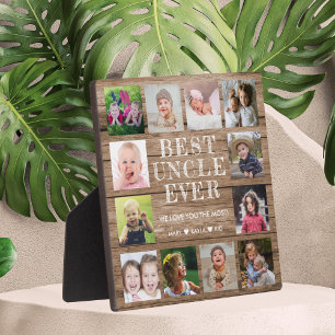 Best Uncle Ever 12 Photo Collage Personalised Wood Plaque