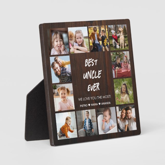 Best Uncle Ever 12 Photo Collage  Plaque (Front)