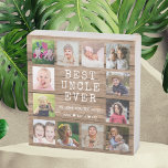 Best Uncle Ever 12 Photo Collage Rustic Brown Wooden Box Sign<br><div class="desc">Create your own photo collage  wooden box sign with 12 of your favourite pictures on a wood texture background .Personalise with family photos . Makes a treasured keepsake gift for the favourite uncle for birthday,  holidays and father's day.</div>