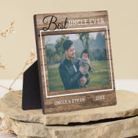 Best Uncle Ever Custom Photo Rustic Brown Wood