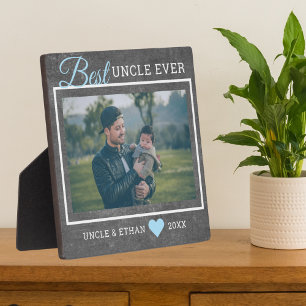 Best Uncle Ever Custom Photo Rustic Chalkboard Plaque